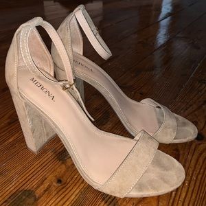 Nude tan high heels. Prom shoes.